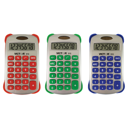 VICTOR TECHNOLOGY Colorful 8 Digit Handheld Calculator, PK3 910